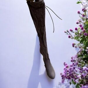 Tan Suede Thigh High Over-the-Knee Boots